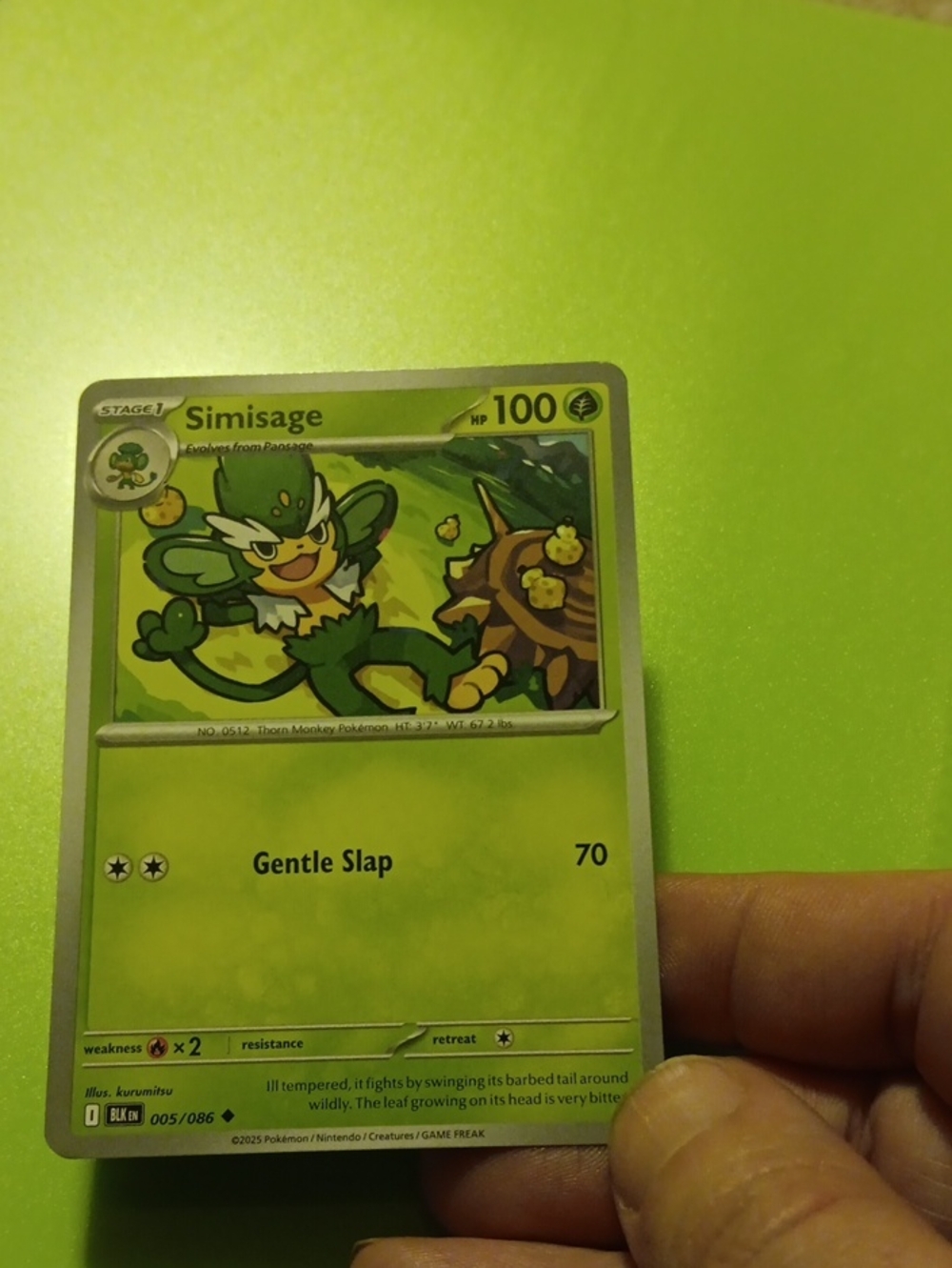 Pokemon Simisage Card - Green
